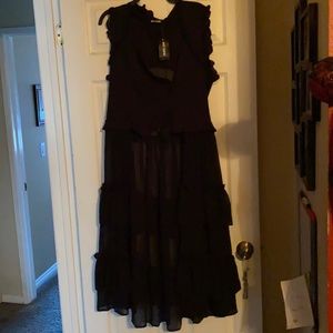 Black ruffle dress vest